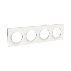 fiable-moderne-économique-esthétique-design-durable-pratique-élégant-simple-innovant-compact-robuste-accessible-polyvalent-intemporel-sécurisé-adaptable-stylé-essentiel-schneider-odace-plaque-de-finition-4-postes-troues-blanc