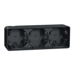 appareillage-etanche-mureva-schneider-garage-dehors-ip55-boitier-3-postes-composable-gris-anthracite-place-trous-triple-apparent-fiable-moderne-robuste-étanche-durable-pratique-sécurisé-résistant-innovant-polyvalent-simple-adaptable-design-intemporel-solide-accessible-schneider-mureva-extérieur