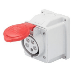 GEWISS-Socle-prise-saillie-3P+T-32A-415V-6H-IP44-Prise-industrielle-Connectique-rouge-Installation-électrique-Raccordement-sécurisé-IEC60309-Montage-saillie-Thermoplastique-Fiable