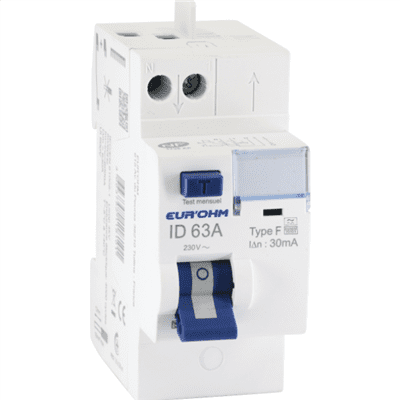 EUR’OHM – Interrupteur différentiel 1P+N 63A type ASI 30Ma – 23663
