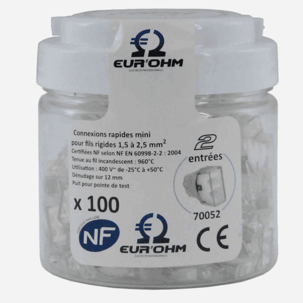 EUR’OHM – Borne de connexion 2 trous x100 – 70052