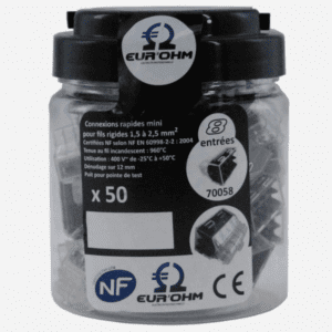 EUR'OHM-Borne-de-connexion-rapide-Fast-Lock-8-entrées-1,5-2,5-mm²-24A-400V-gris-transparent-50-pièces-connexion-électrique-sécurisée-installation-rapide​