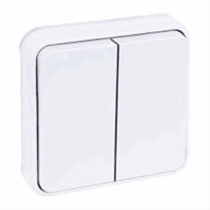 EUR'OHM Oxxo - Double va et vient encastrée blanc ip55 - 60890