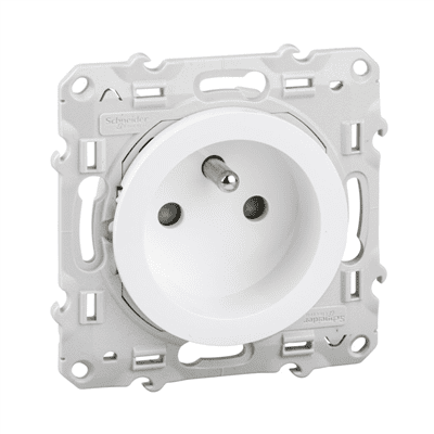 SCHNEIDER Odace – Prise de courant 2p+t connexion auto blanche – S520059