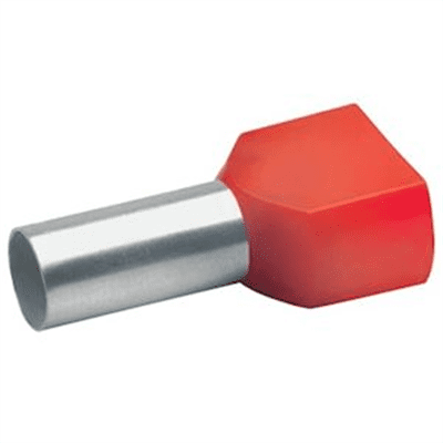 EMBOUT DE CABLAGE DOUBLE 2X1MM² ROUGE L2=10 L1=17MM BLISTER 100PCS