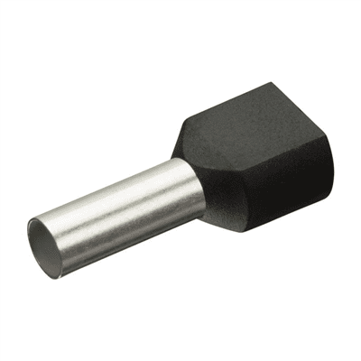 EMBOUT DE CABLAGE DOUBLE 2X1.5MM² NOIR L2=8 L1=16MM BLISTER 100PCS