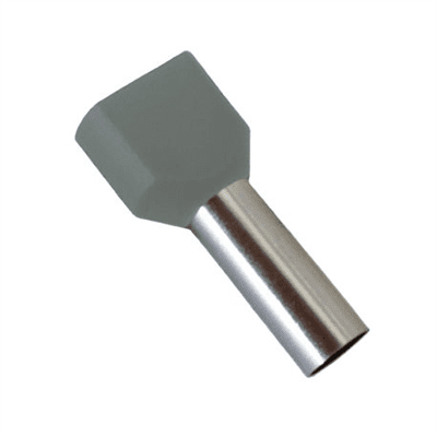 EMBOUT DE CABLAGE DOUBLE 2X2.5MM² GRIS L2=10 L1=18MM BLISTER 100PCS