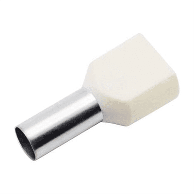 EMBOUT DE CABLAGE DOUBLE 2X16MM² IVOIRE L2=14 L1=30MM BLISTER 12PCS