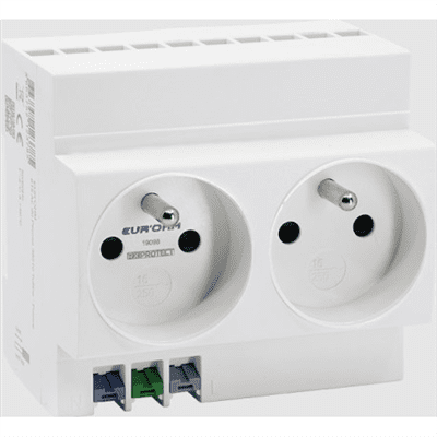 EUR’OHM – Double prise modulaire 2P+T 16A – 19098