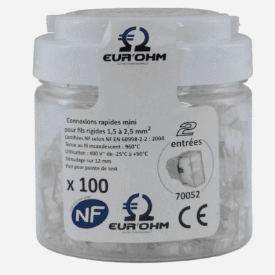EUR’OHM – Borne de connexion 2 trous x100 – 70052