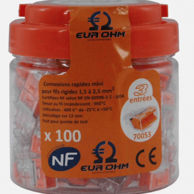 EUR’OHM – Borne de connexion 3 trous x100 – 70053