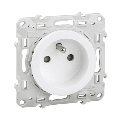 SCHNEIDER Odace – Prise de courant 2p+t connexion auto blanche – S520059