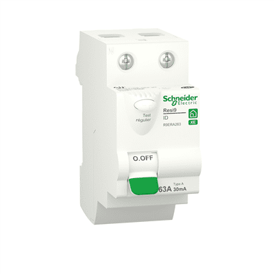 SCHNEIDER RESI9 – interrupteur differentiel auto 2x63A type A 30MA – R9ERA263